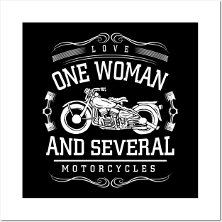 Love One Woman and Several Motorcycles Posters and Art